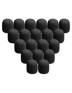 20 Fundas de Espuma para Micrófono Negras Reutilizables