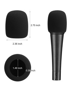 20 Fundas de Espuma para Micrófono Negras Reutilizables 2