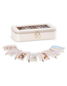 Estuche de Joyería de Viaje Lolalet 8 en 1 Beige con Bolsitas