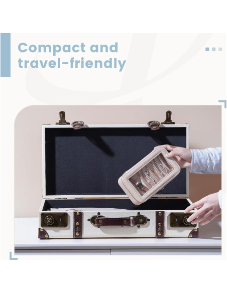 Estuche de Joyería de Viaje Lolalet 8 en 1 Beige con Bolsitas