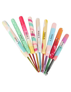 Juego de Ganchillos de Crochet Coopay 9 Piezas 2-6 mm