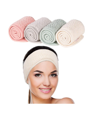 Banda Facial Spa Whaline 4 Piezas Ajustable Suave 65x8cm