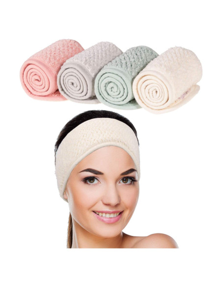 Banda Facial Spa Whaline 4 Piezas Ajustable Suave 65x8cm