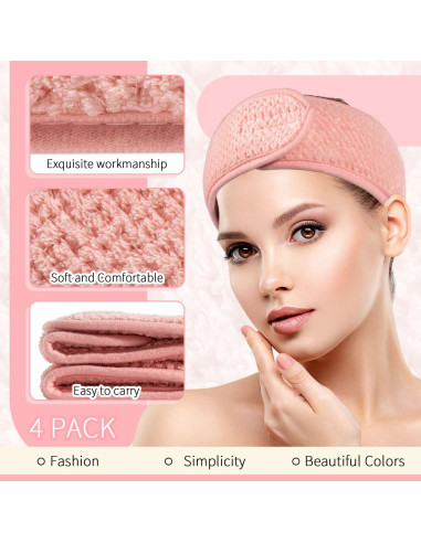 Banda Facial Spa Whaline 4 Piezas Ajustable Suave 65x8cm