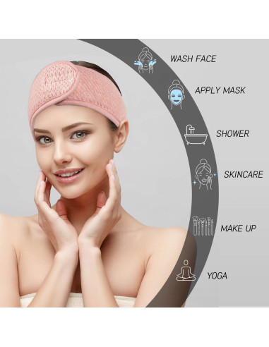 Banda Facial Spa Whaline 4 Piezas Ajustable Suave 65x8cm