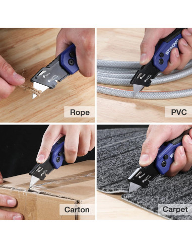 Cuchillo Utility Plegable WORKPRO Azul con 13 Cuchillas SK5