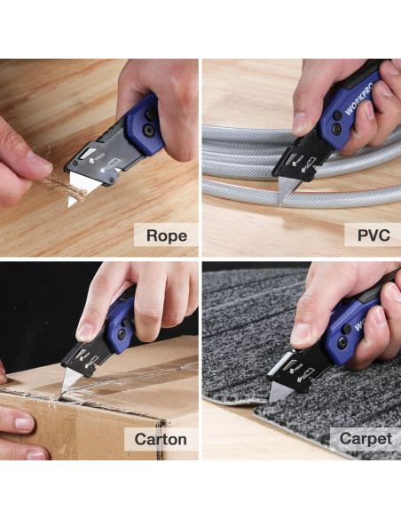 Cuchillo Utility Plegable WORKPRO Azul con 13 Cuchillas SK5