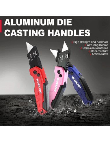 Cuchillo Utility Plegable WORKPRO Azul con 13 Cuchillas SK5