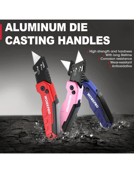 Cuchillo Utility Plegable WORKPRO Azul con 13 Cuchillas SK5