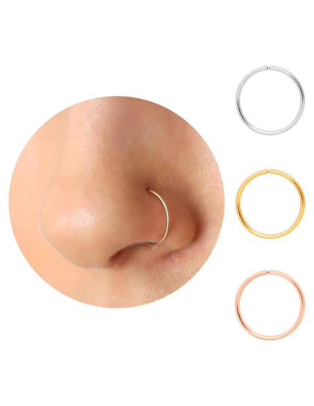 Aro de Nariz Dorado 14K 5mm 20g Hipoalergénico Unisex