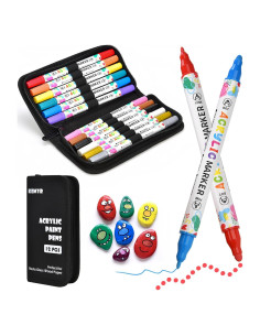 Marcadores de Pintura Acrílica KEMYR 12 Colores Doble Punta