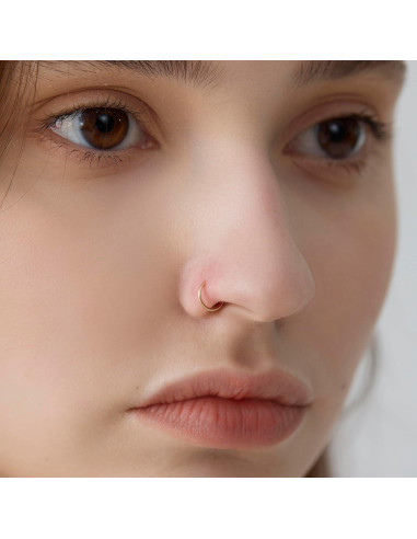 Aro de Nariz Dorado 14K 5mm 20g Hipoalergénico Unisex