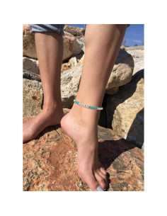 Pulsera de Tobillo Boho Hecha a Mano con Piedras Naturales 20 cm 2