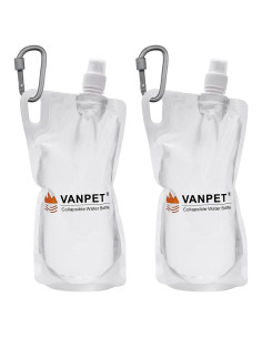 Botellas de Agua Plegables VANPET 1L Reutilizables (2 Unidades)
