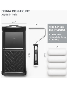 Kit de Rodillos de Pintura de Espuma Remolika 6 Piezas 4" 2