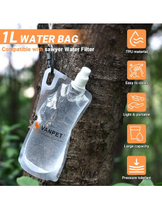 Botellas de Agua Plegables VANPET 1L Reutilizables (2 Unidades) 2