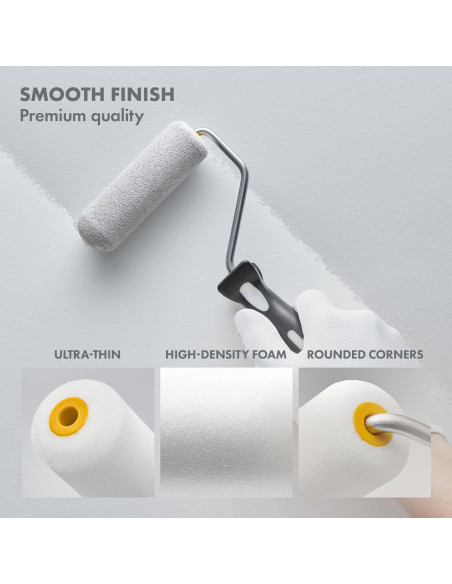 Kit de Rodillos de Pintura de Espuma Remolika 6 Piezas 4"