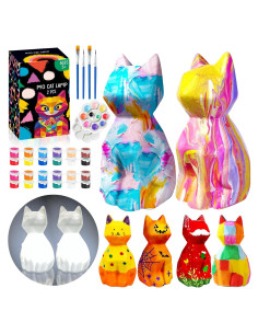 Kit de Pintura FUNZBO 2pcs Lámpara de Gato DIY Multicolor