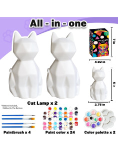 Kit de Pintura FUNZBO 2pcs Lámpara de Gato DIY Multicolor 2