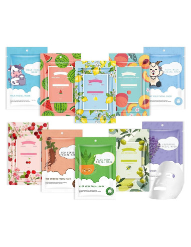 10 Mascarillas Faciales Hidratantes GUOYAOLIFU para Piel Sensible