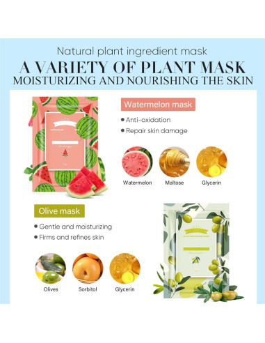 10 Mascarillas Faciales Hidratantes GUOYAOLIFU para Piel Sensible