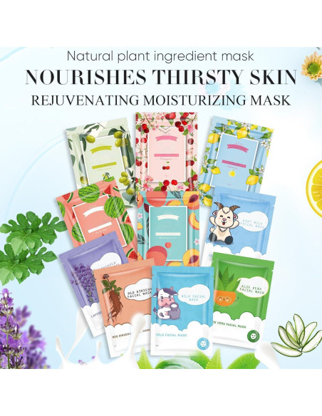 10 Mascarillas Faciales Hidratantes GUOYAOLIFU para Piel Sensible