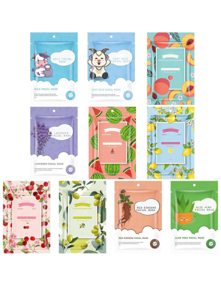 10 Mascarillas Faciales Hidratantes GUOYAOLIFU para Piel Sensible