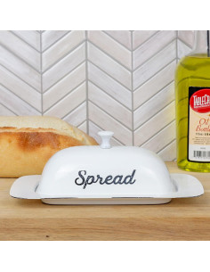 Plato de Mantequilla AuldHome Design con Tapa Blanco 22.4cm 2