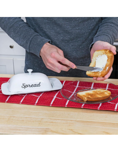 Plato de Mantequilla AuldHome Design con Tapa Blanco 22.4cm