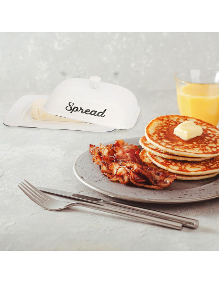 Plato de Mantequilla AuldHome Design con Tapa Blanco 22.4cm