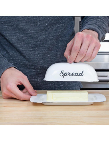 Plato de Mantequilla AuldHome Design con Tapa Blanco 22.4cm