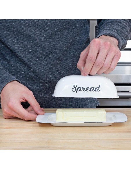 Plato de Mantequilla AuldHome Design con Tapa Blanco 22.4cm