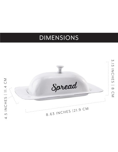 Plato de Mantequilla AuldHome Design con Tapa Blanco 22.4cm