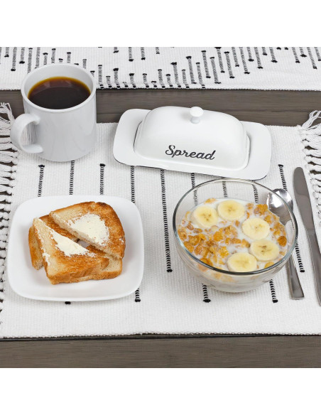 Plato de Mantequilla AuldHome Design con Tapa Blanco 22.4cm