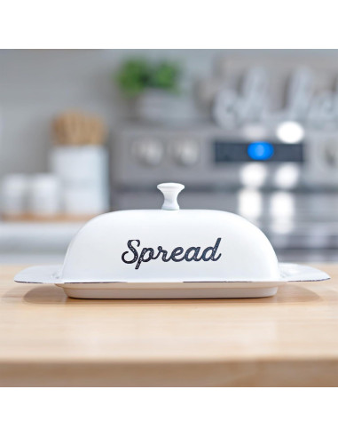 Plato de Mantequilla AuldHome Design con Tapa Blanco 22.4cm