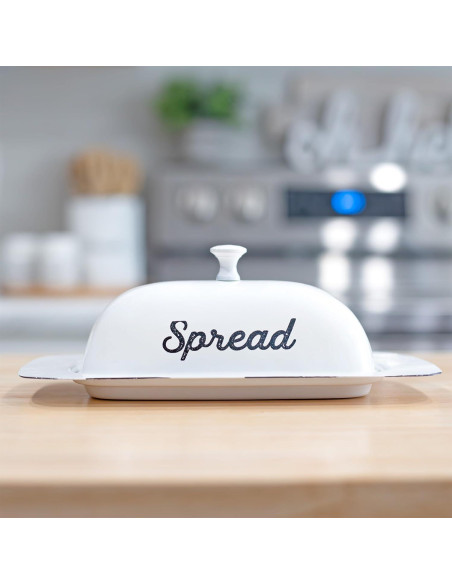 Plato de Mantequilla AuldHome Design con Tapa Blanco 22.4cm