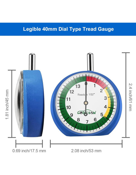 GODESON Medidor de Profundidad de Banda de Rodadura 88703