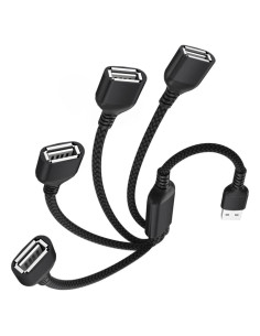 Divisor USB-A 4 Puertos Elebase 0.3M Negro Adaptador