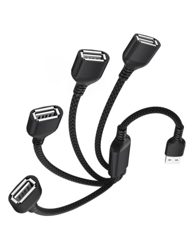 Divisor USB-A 4 Puertos Elebase 0.3M Negro Adaptador