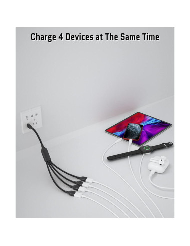 Divisor USB-A 4 Puertos Elebase 0.3M Negro Adaptador