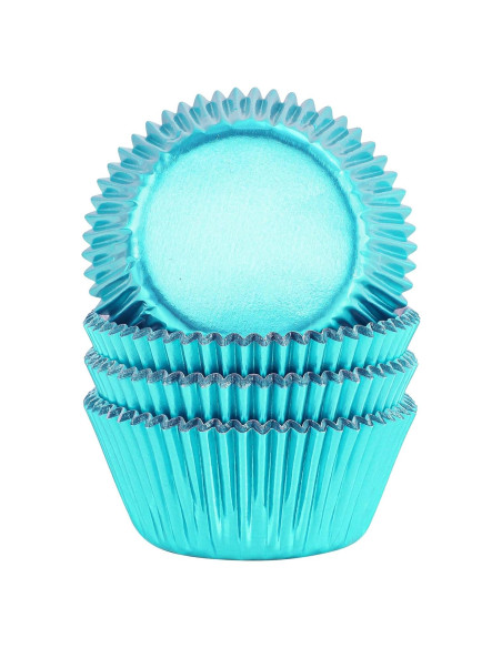 Forros de Cupcake GiFBERA 100 Unidades Metálicos Aqua