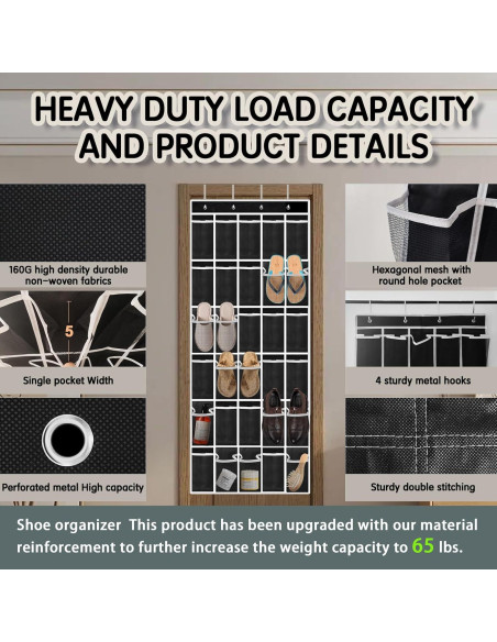 Organizador de Zapatos Colgante Kotkn 30 Bolsillos Negro Organizador de Zapatos Colgante Kotkn 30 Bolsillos Negro