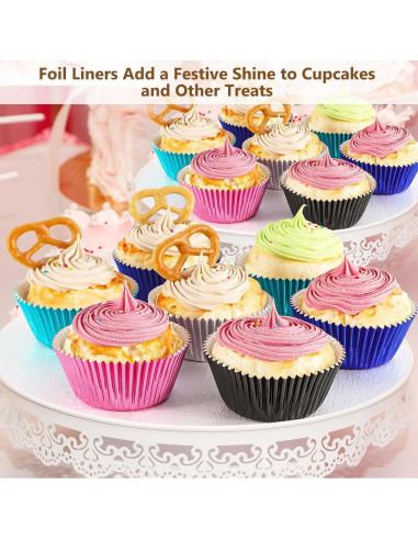 Forros de Cupcake GiFBERA 100 Unidades Metálicos Aqua