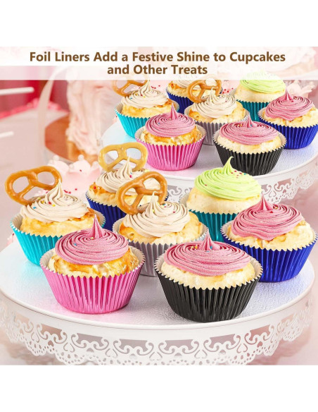Forros de Cupcake GiFBERA 100 Unidades Metálicos Aqua