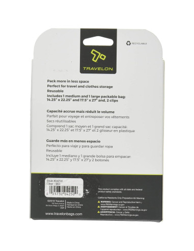 Set de 2 Bolsas de Compresión Travelon - 1 Mediana y 1 Grande