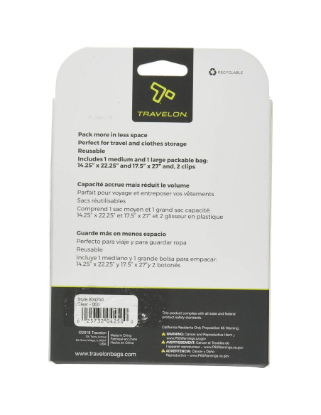 Set de 2 Bolsas de Compresión Travelon - 1 Mediana y 1 Grande