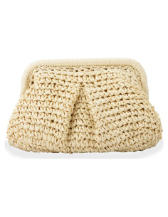 Bolso de paja Emprier para mujeres, tipo dumpling, beige