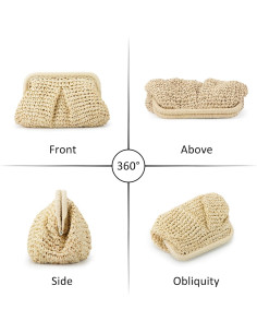 Bolso de paja Emprier para mujeres, tipo dumpling, beige 2