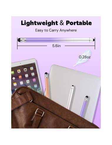 Bolígrafo Stylus AmberVec Doble Punta Universal 2 Pzs Rosa/Púrpura