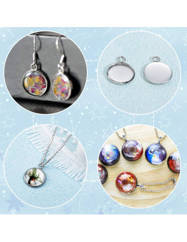 Kit de 120 Piezas de Bases de Pendientes Hicarer 12 mm